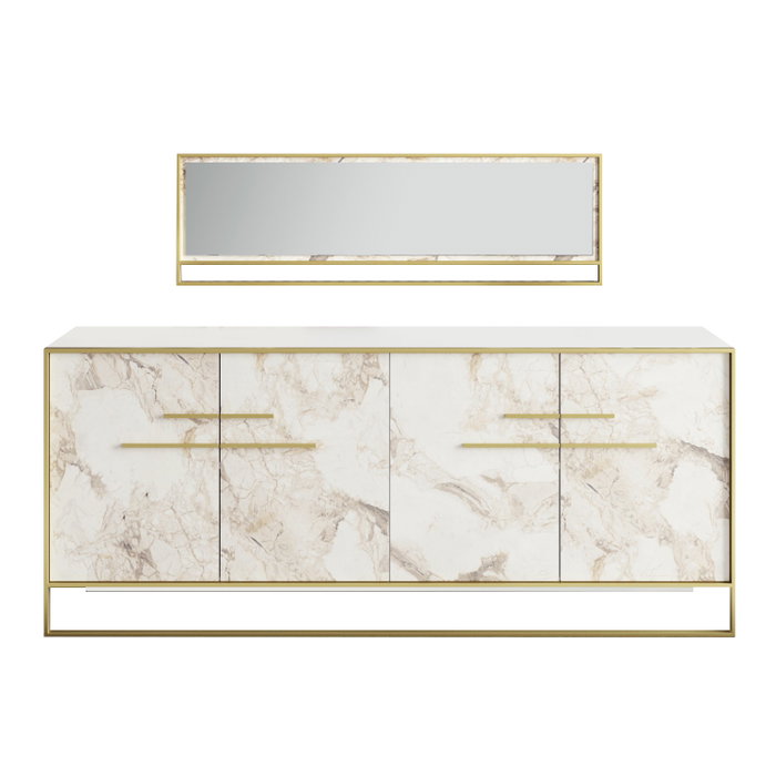 Hanah Home Polka Aynali - Blanco y Dorado